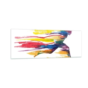 Üveg kép - Futás a szivárványon - 140x50 cm