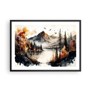 Poszter fehér keretben - Aranyszínű ősz a hegyekben - 70x50 cm
