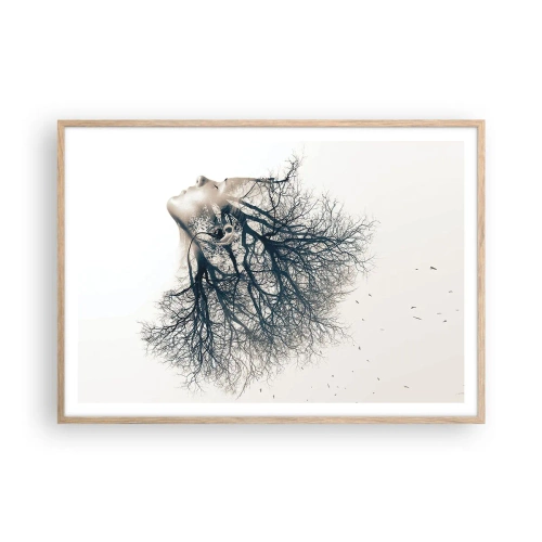 Poszter világos tölgy keretben - Hallgatva a fa suttogását - 100x70 cm