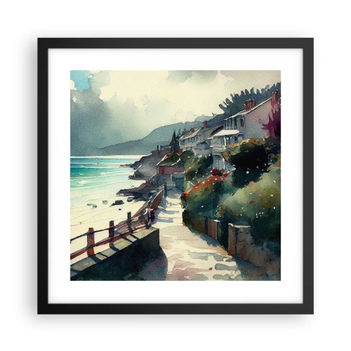 Poszter fehér keretben - Mediterrán város - 40x40 cm