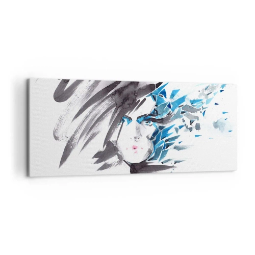 Vászonkép - Érzéki portré szürkében és kékben - 100x40 cm