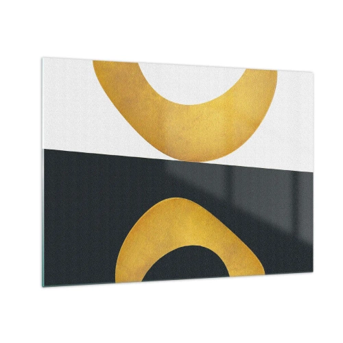 Üveg kép - Arany geometriai alakzatok fehér és fekete alapon - 70x50cm - Először is: arany - Modern fali dekoráció nappalihoz és hálószobához ARTTOR