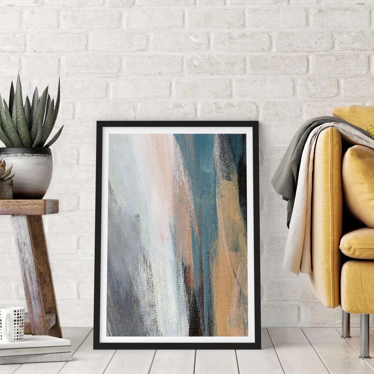 Poszter fehér keretben - Absztrakció: északi táj - 70x100 cm