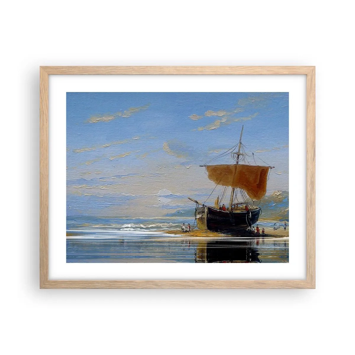 Poszter világos tölgy keretben - Víz, föld, levegő - 50x40 cm