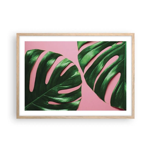 Poszter világos tölgy keretben - Zöld rendez-vous - 70x50 cm