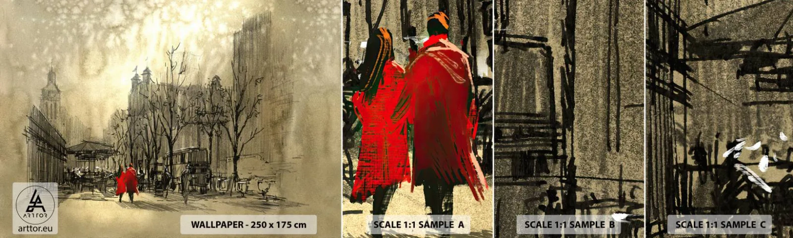 Fotótapéta Minta Öntapadós Deluxe Sticker - Egy randevú a londoni ködben  - Város, London, Építészet - 100x30 cm