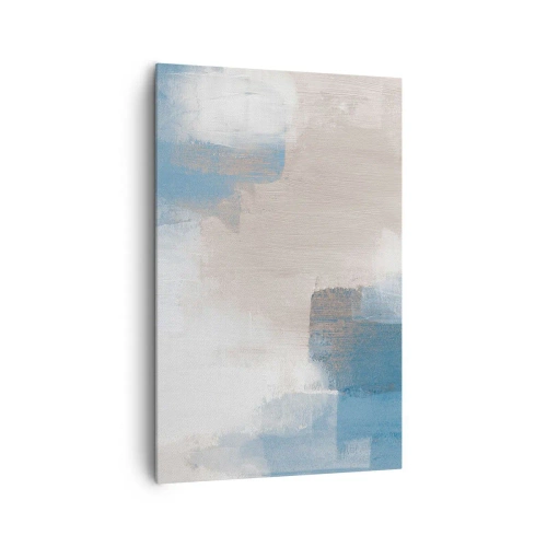 Vászonkép - Rózsaszín absztrakció egy kék fátyol mögött - 80x120 cm