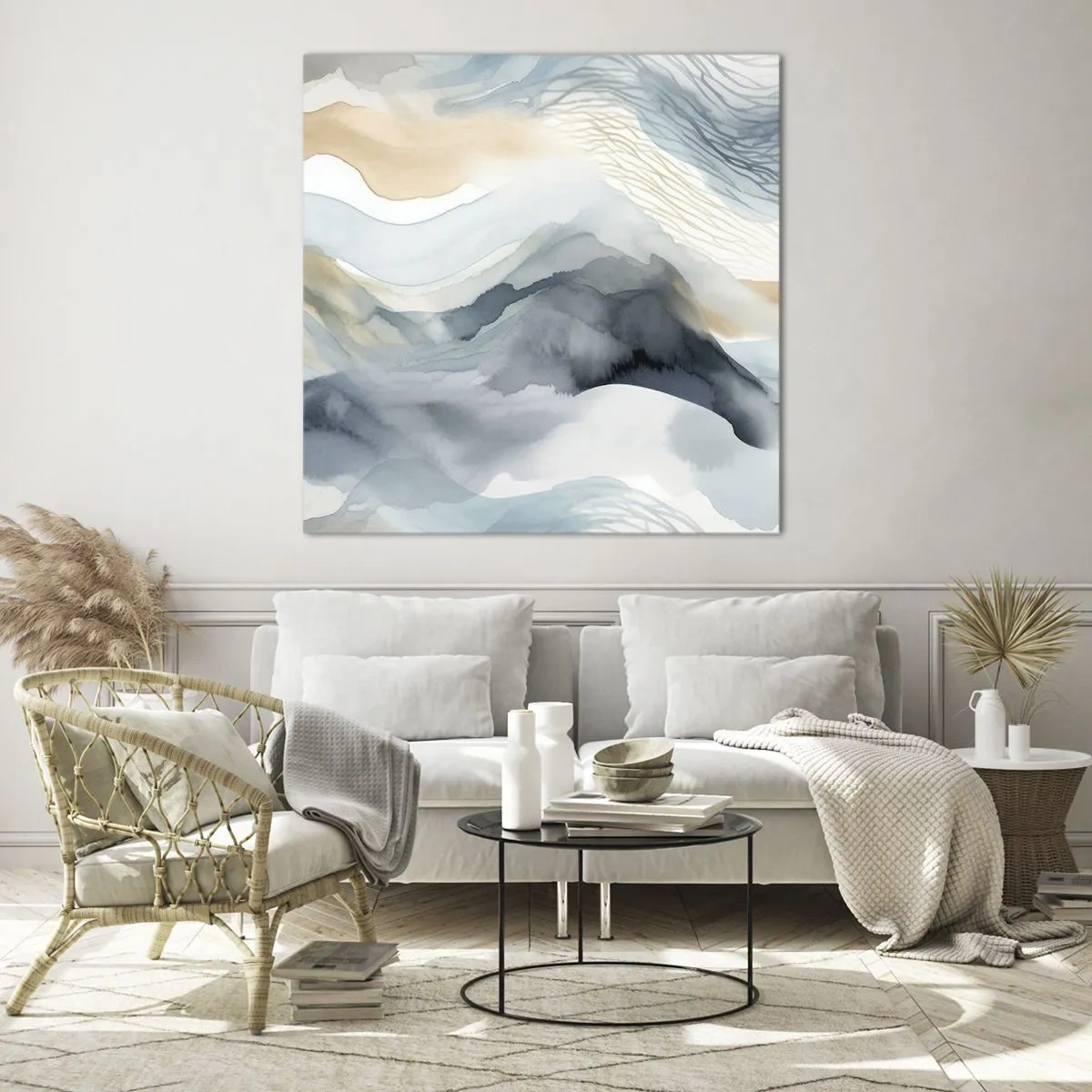 Üveg kép - Hó és köd absztrakció - 50x50 cm