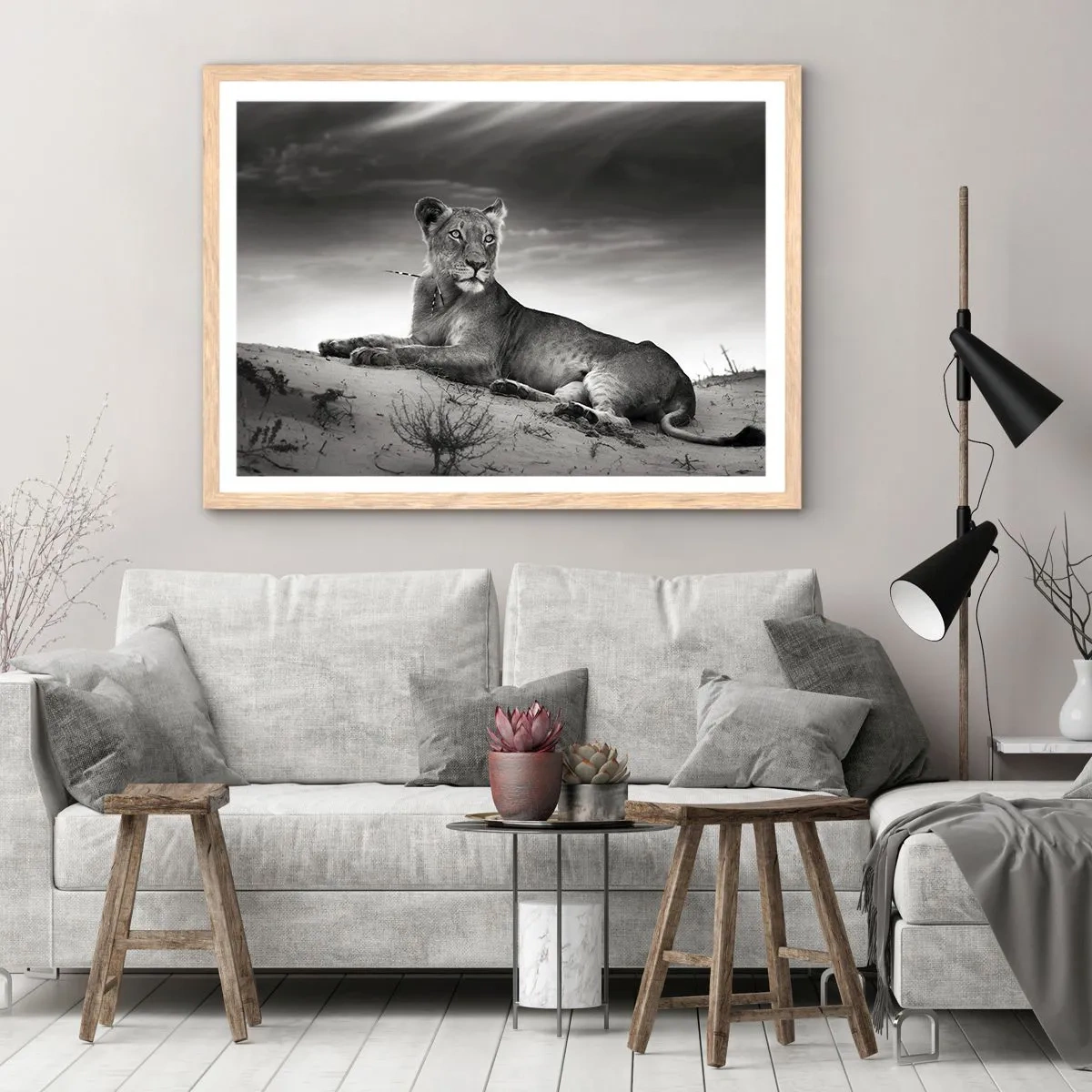 Poszter világos tölgy keretben - A sivatagi királynő pihenése - 70x50 cm