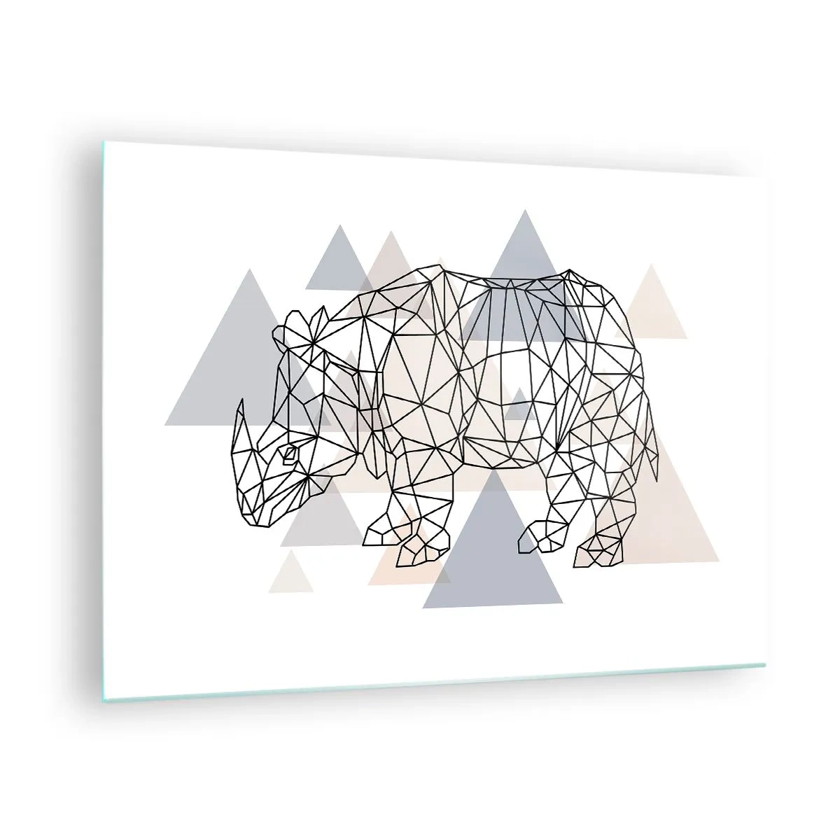 Üveg kép - Orrszarvú geometrikus rajza világos háttér előtt - 70x50cm - Az erő szerkezete - Modern fali dekoráció nappalihoz és hálószobához ARTTOR