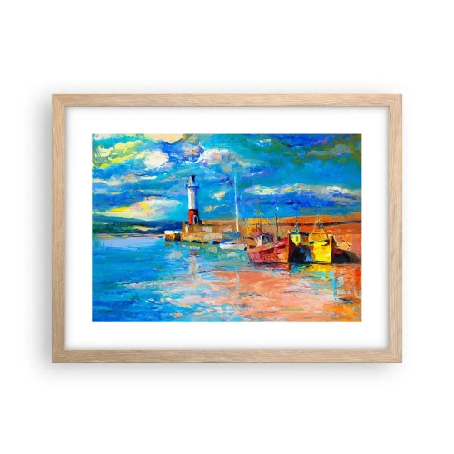 Poszter világos tölgy keretben - Egy délután a szivárványos öbölben - 40x30 cm