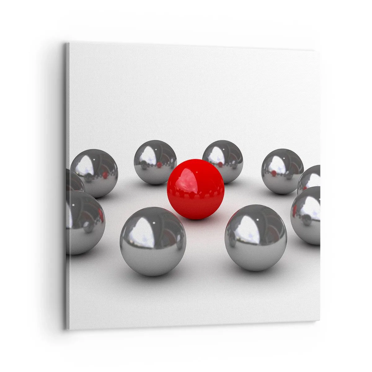 Vászonkép - Ezüst és piros kör - 60x60 cm