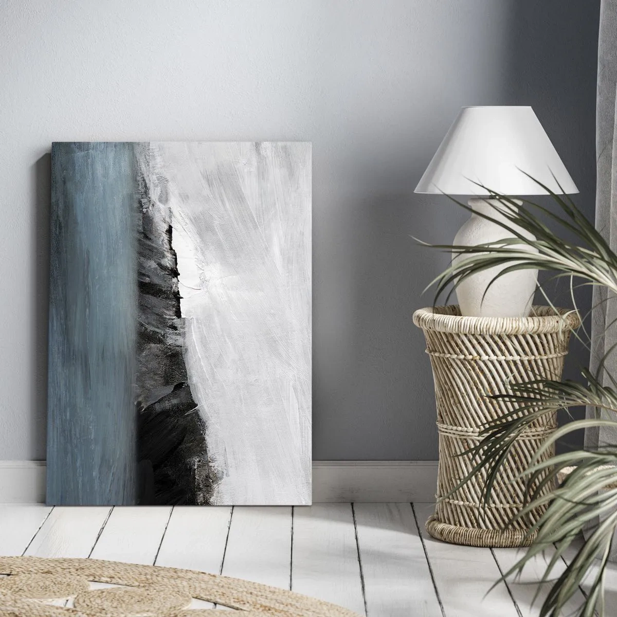 Vászonkép - Víz - föld: az elemek összecsapása - 45x80 cm