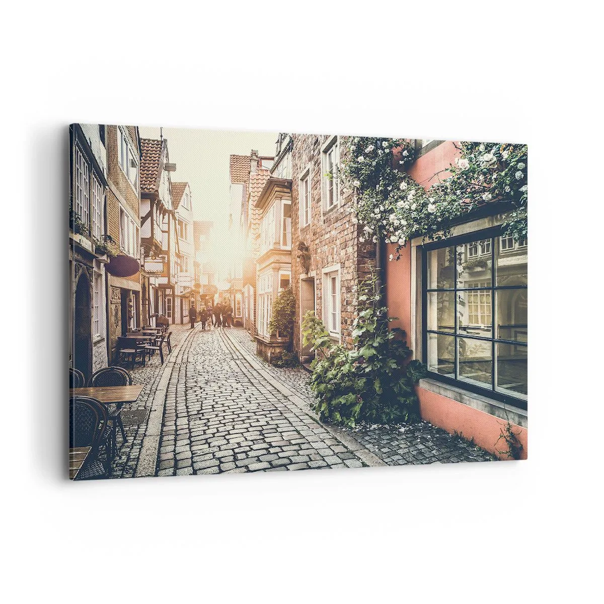 Vászonkép - Rózsa sikátor rózsaszín fényben - 100x70 cm