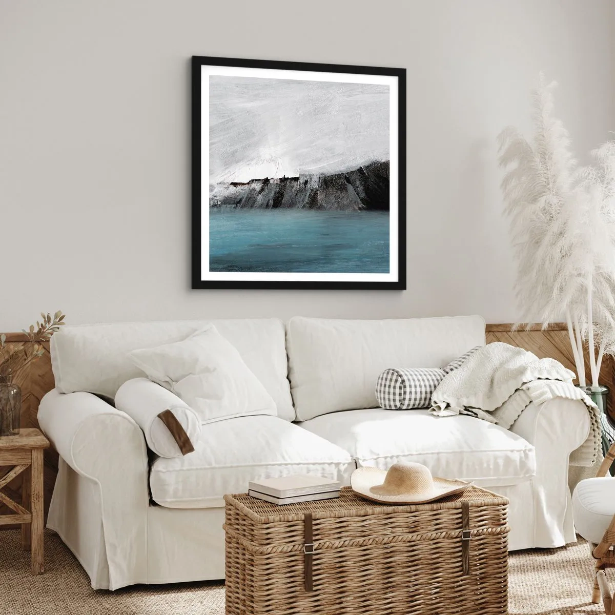 Poszter fehér keretben - Víz - föld: az elemek összecsapása - 50x50 cm