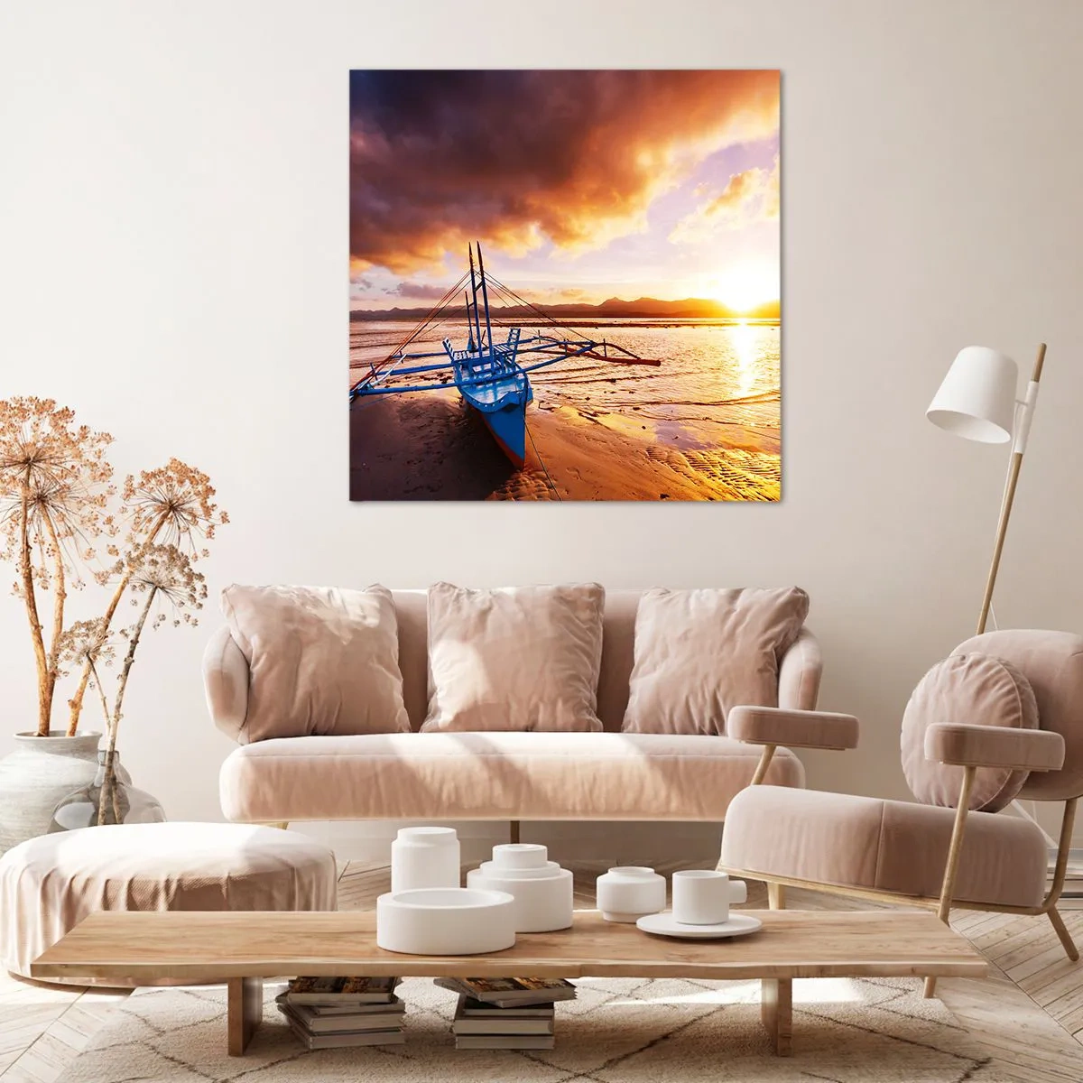 Vászonkép - Egy egész nap után nyújtózkodni a homokon - 60x60 cm