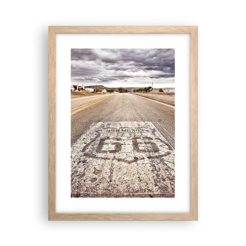 Poszter világos tölgy keretben - Mother Road – amerikai legenda - 30x40 cm