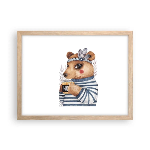 Poszter világos tölgy keretben - Édes Mackó - 40x30 cm