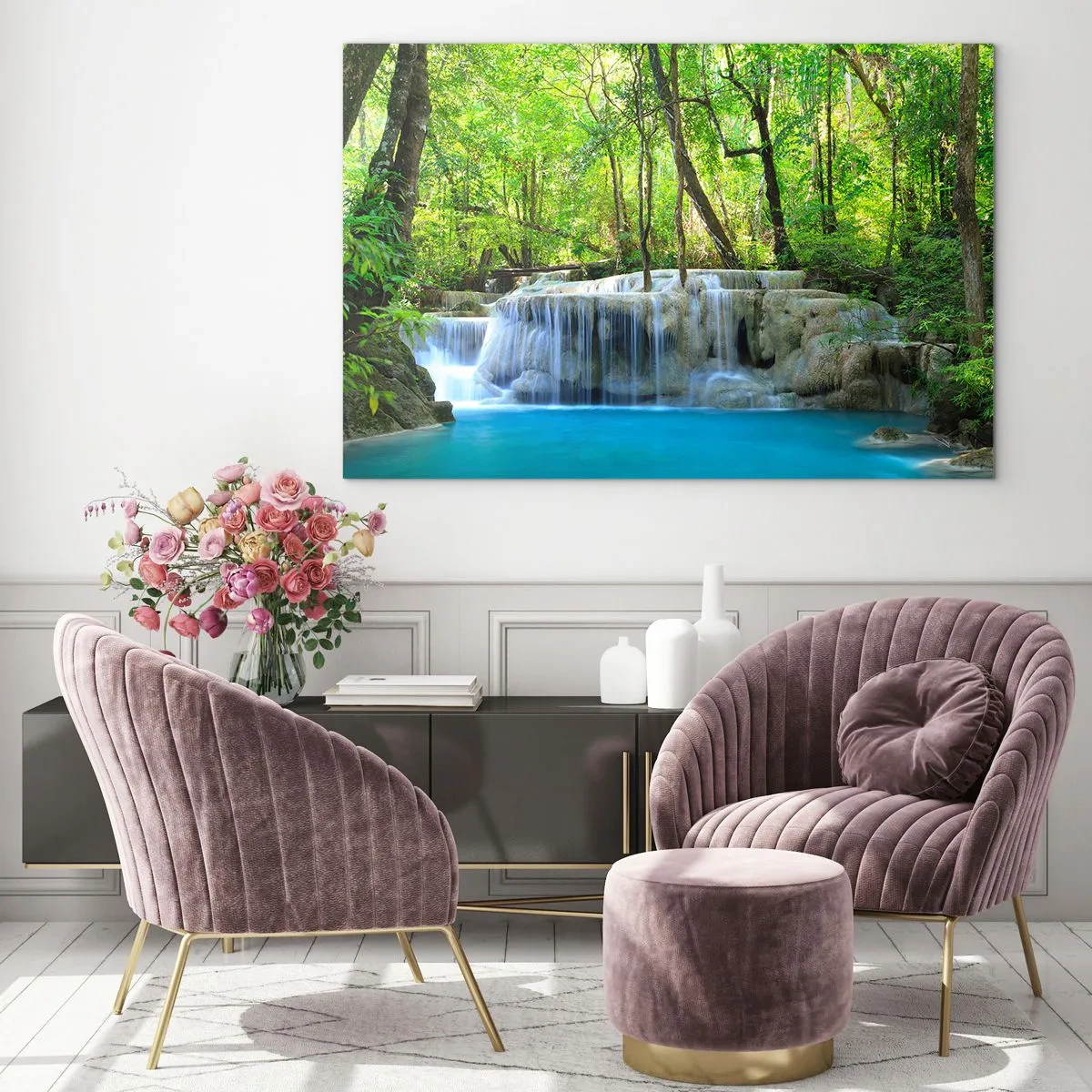 Üveg kép - Türkizbe és zöldbe merülni - 120x80 cm