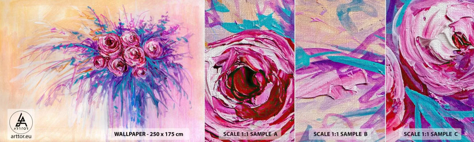 Fotótapéta Minta Premium Canvas - Rózsaszín szökőkút - Virágok, Csokor virág, Rózsa - 100x30 cm