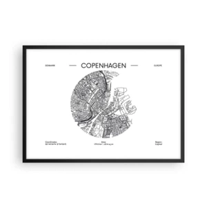 Poszter fehér keretben - Koppenhága anatómiája - 70x50 cm