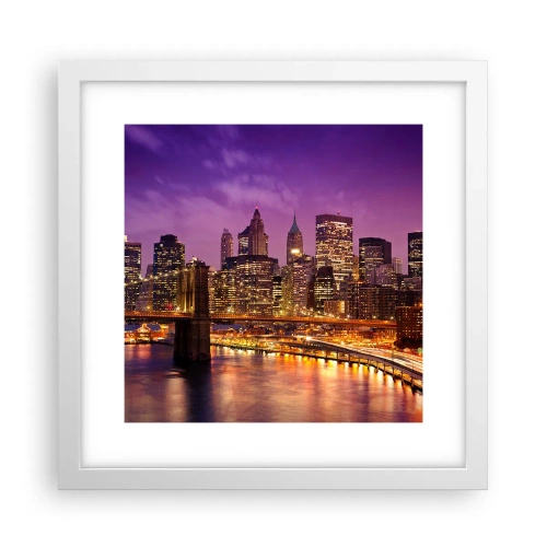 Poszter fekete keretben - Lila-arany Manhathann - 30x30 cm
