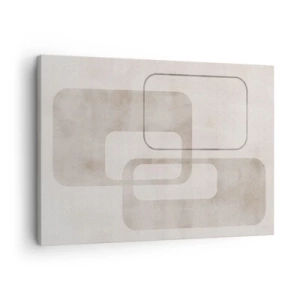 Vászonkép - Minimalista kompozíció bézs árnyalatú téglalapokkal finom háttér előtt. - 70x50cm - Geometrikus fúga - Modern fali dekoráció nappalihoz és hálószobához ARTTOR