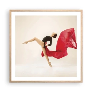 Poszter világos tölgy keretben - Piros és fekete - 60x60 cm