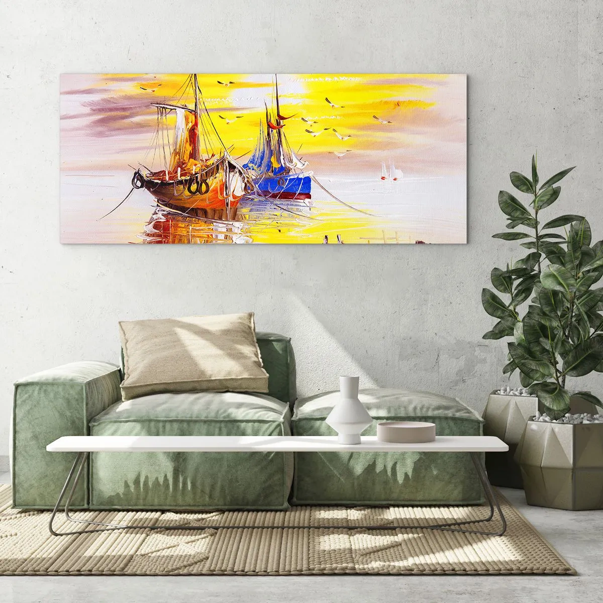 Üveg kép - Megérdemelt pihenés a kikötőben - 100x40 cm