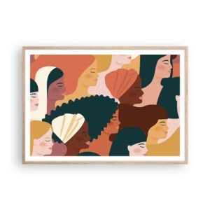 Poszter világos tölgy keretben - Csak a nőiesség - 100x70 cm