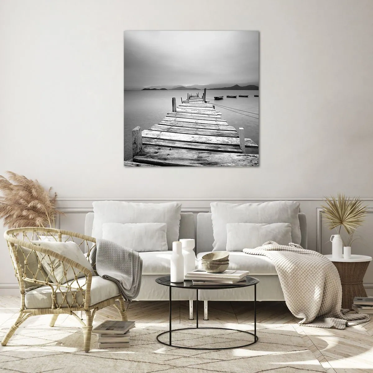 Üveg kép - Hegyeken és tengereken túl - 70x70 cm