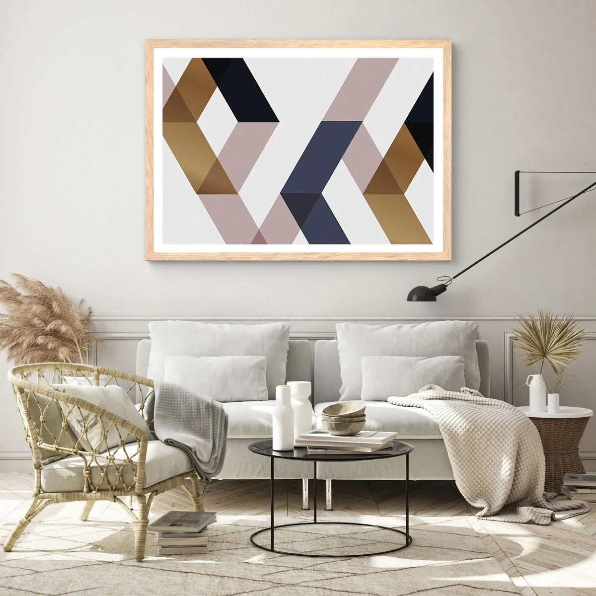 Poszter világos tölgy keretben - Síkok és szögek - 100x70 cm