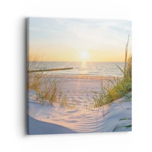 Vászonkép - A tenger hangja, a madarak éneke, egy vad tengerpart a fű között... - 40x40 cm