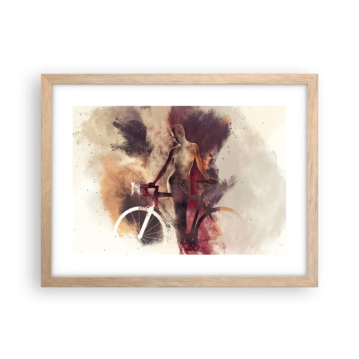 Poszter világos tölgy keretben - Márvány formájú kerékpáros lélek - 40x30 cm