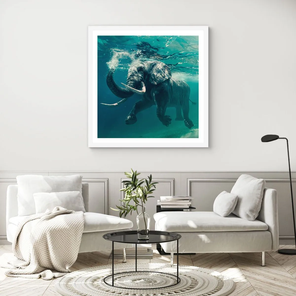 Poszter fekete keretben - Mindenki szeret úszni - 40x40 cm