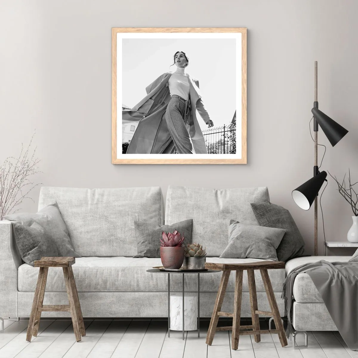 Poszter világos tölgy keretben - Velem jössz? - 30x30 cm