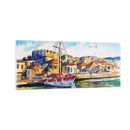 Üveg kép - Szivárványos délután - 100x40 cm