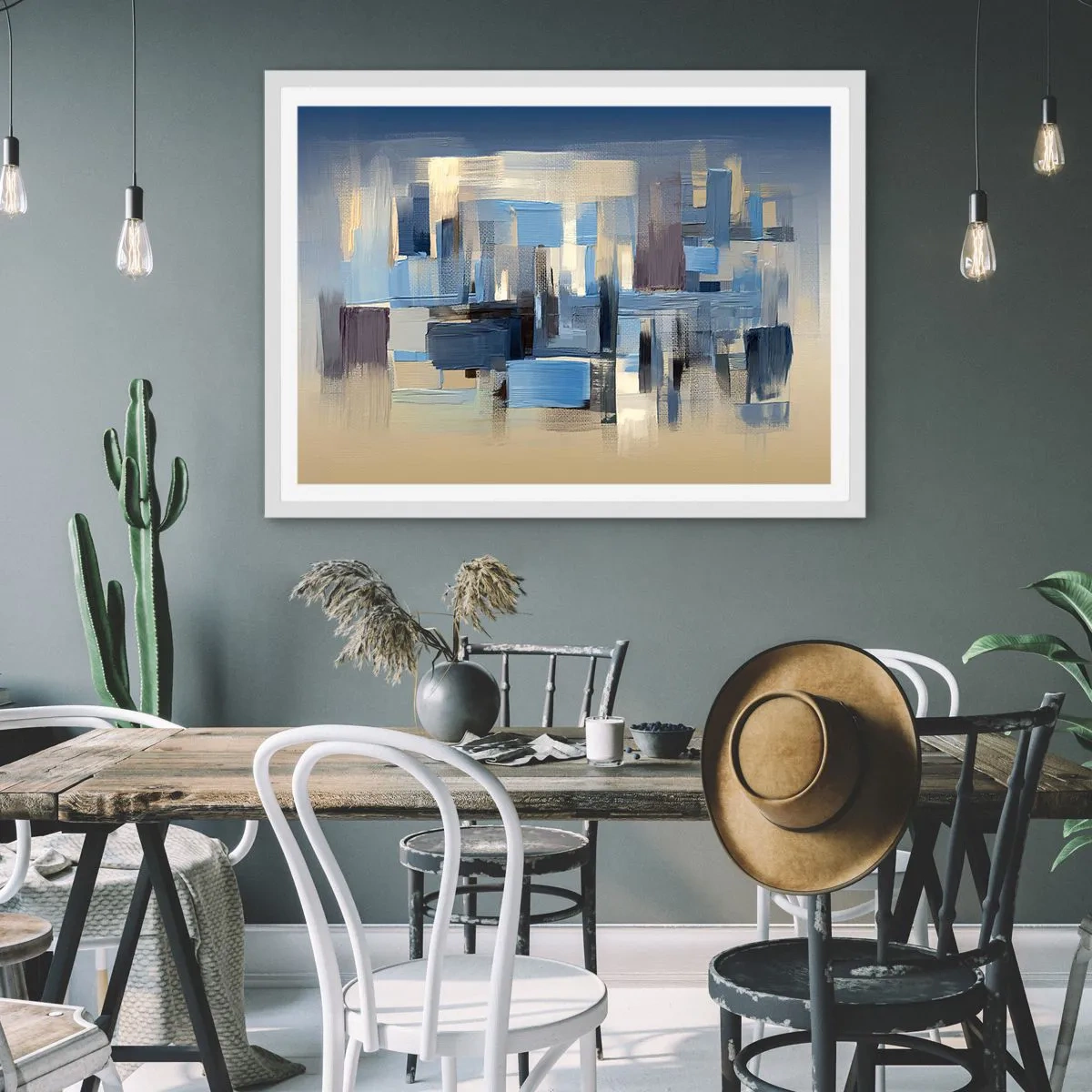 Poszter fekete keretben - Kék építmény - 91x61 cm