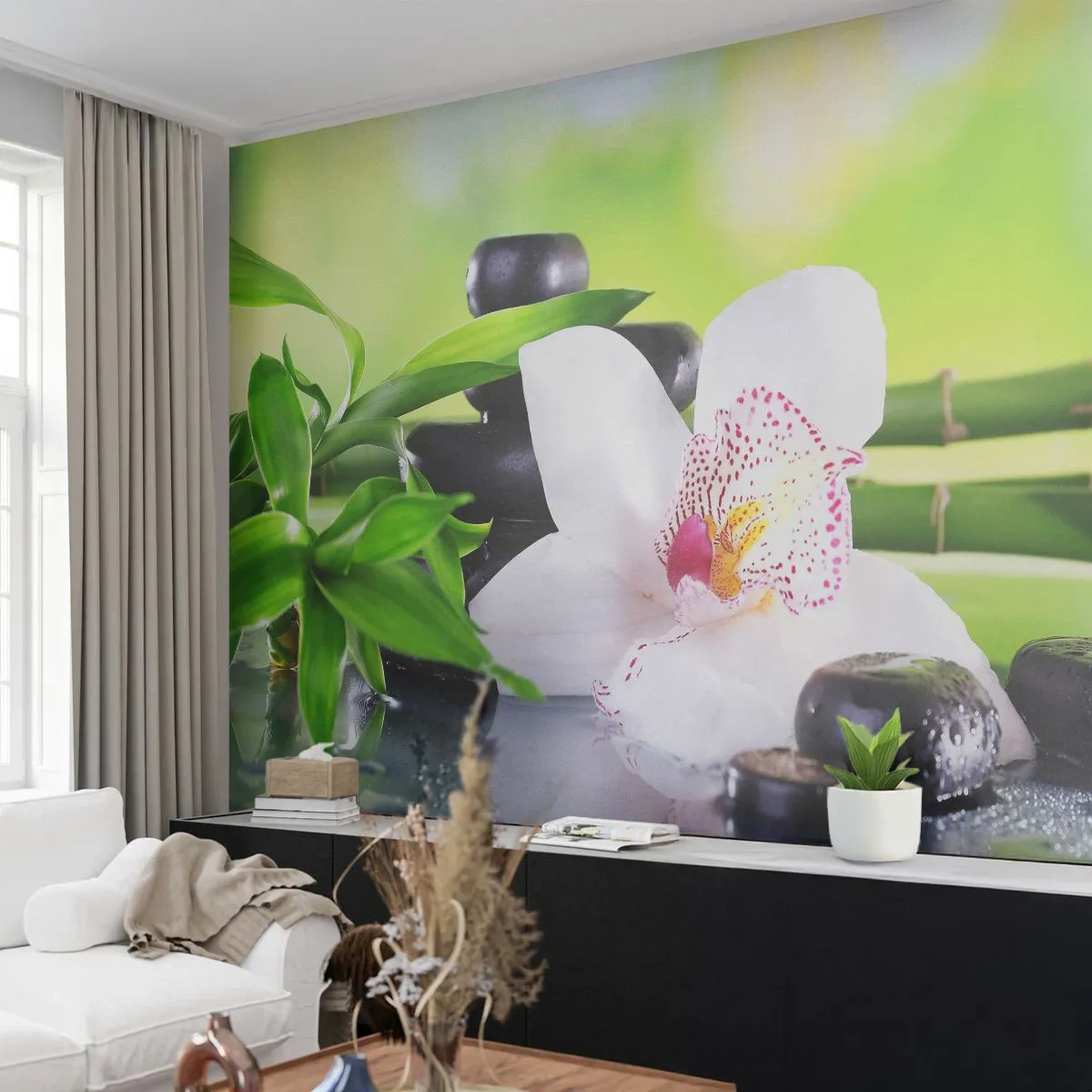 Fotótapéta Standard Eco - Hűvös frissesség - Bambusz, Virág, Orchidea - 400x280 cm