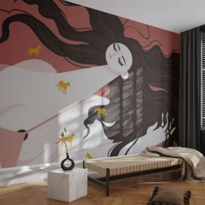 Fotótapéta Premium Canvas - Álom egy arany lóról - Nő, portré, Minimalizmus - 400x280 cm