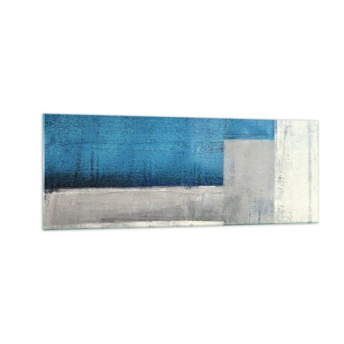 Üveg kép - Szürke és kék költői kompozíció - 140x50 cm