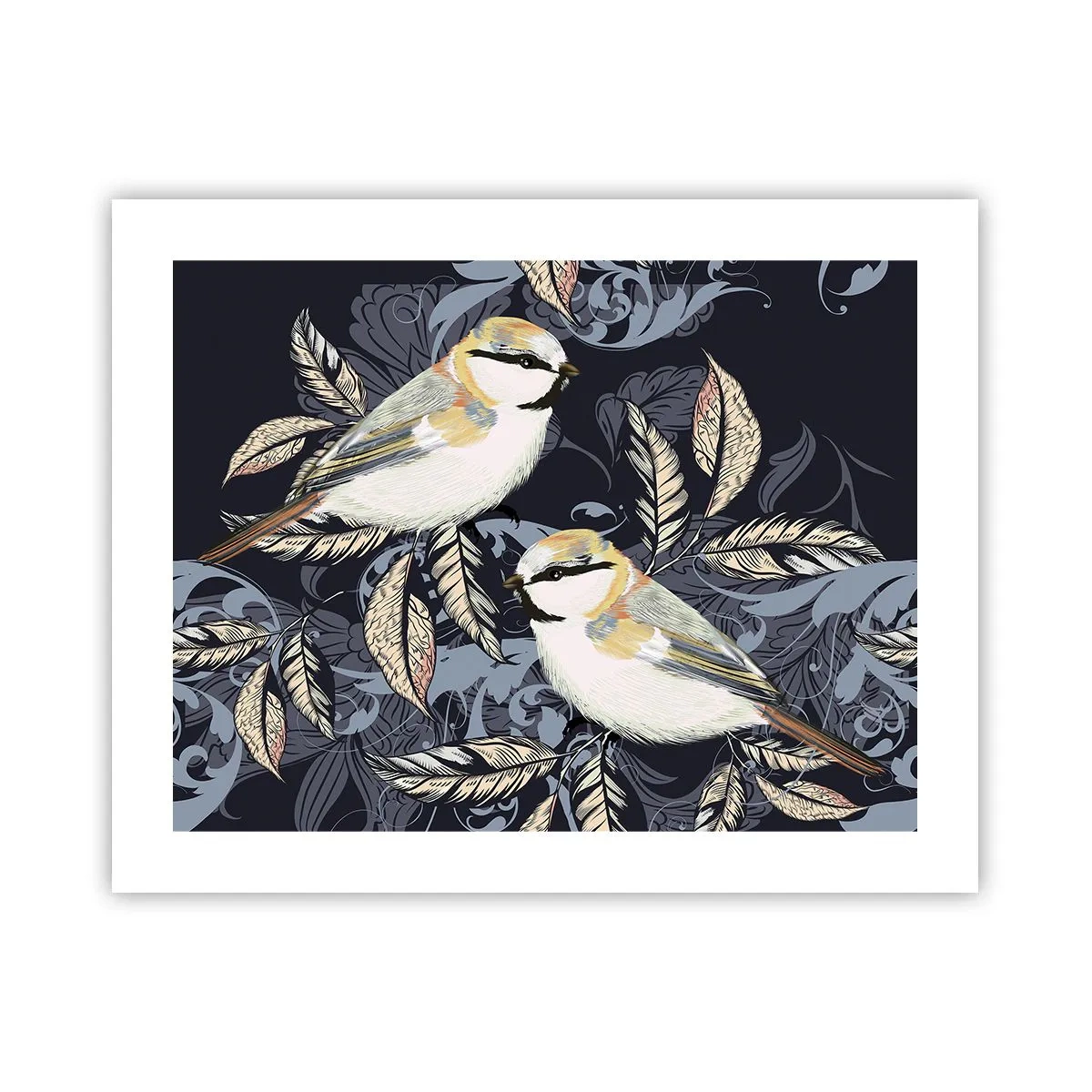 Poszter - Sárga-kék madárdal - 50x40 cm