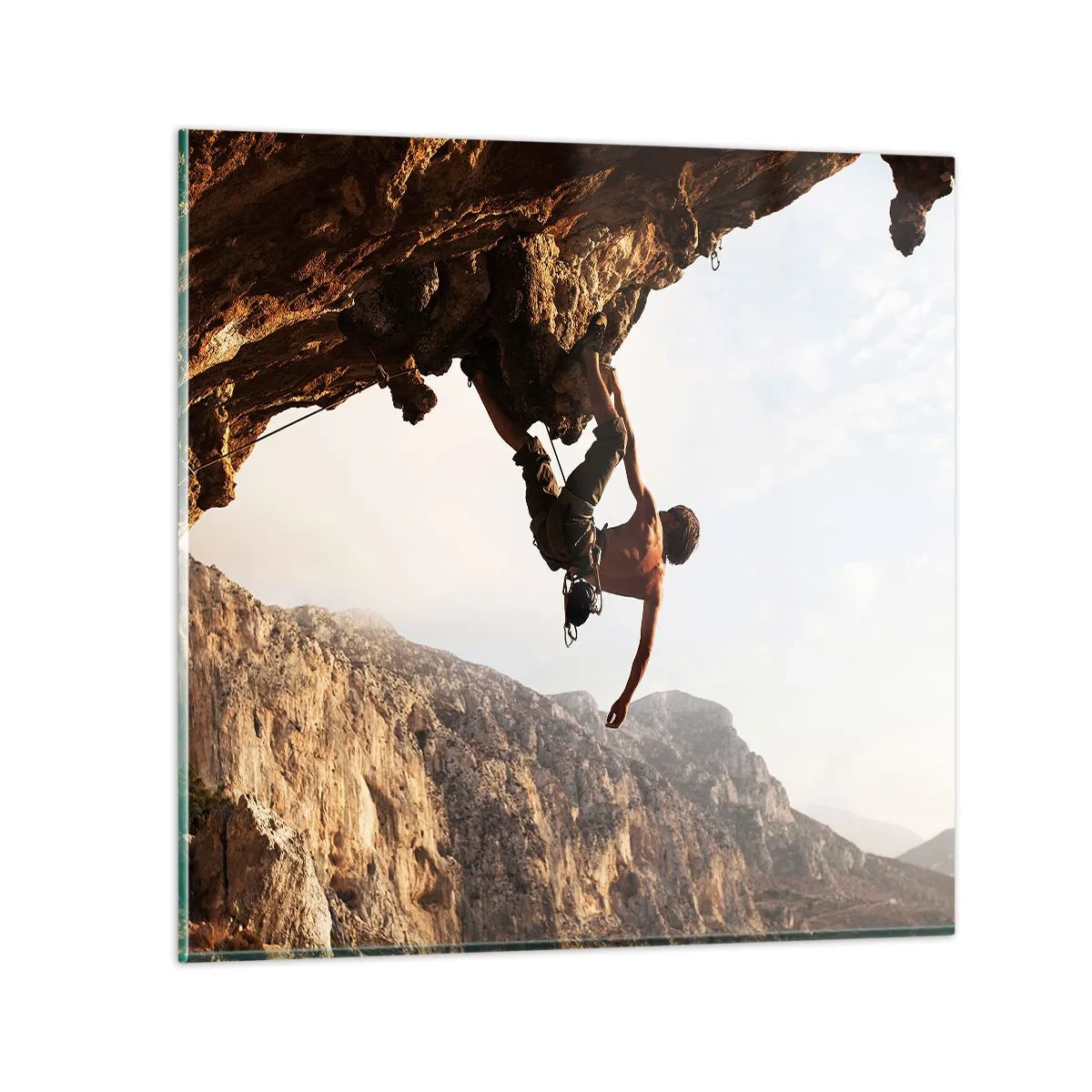 Üveg kép - A világ egy szikladarabon összezsugorodott egy kézben  - 40x40 cm