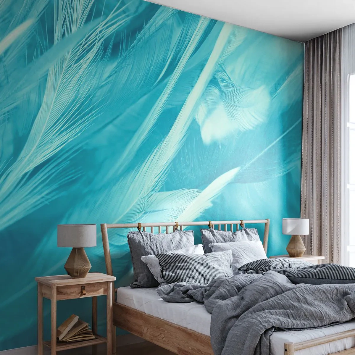 Fotótapéta Standard Eco - Elmerülni a pehelyben - Madár toll, Madár, Grafika - 200x140 cm