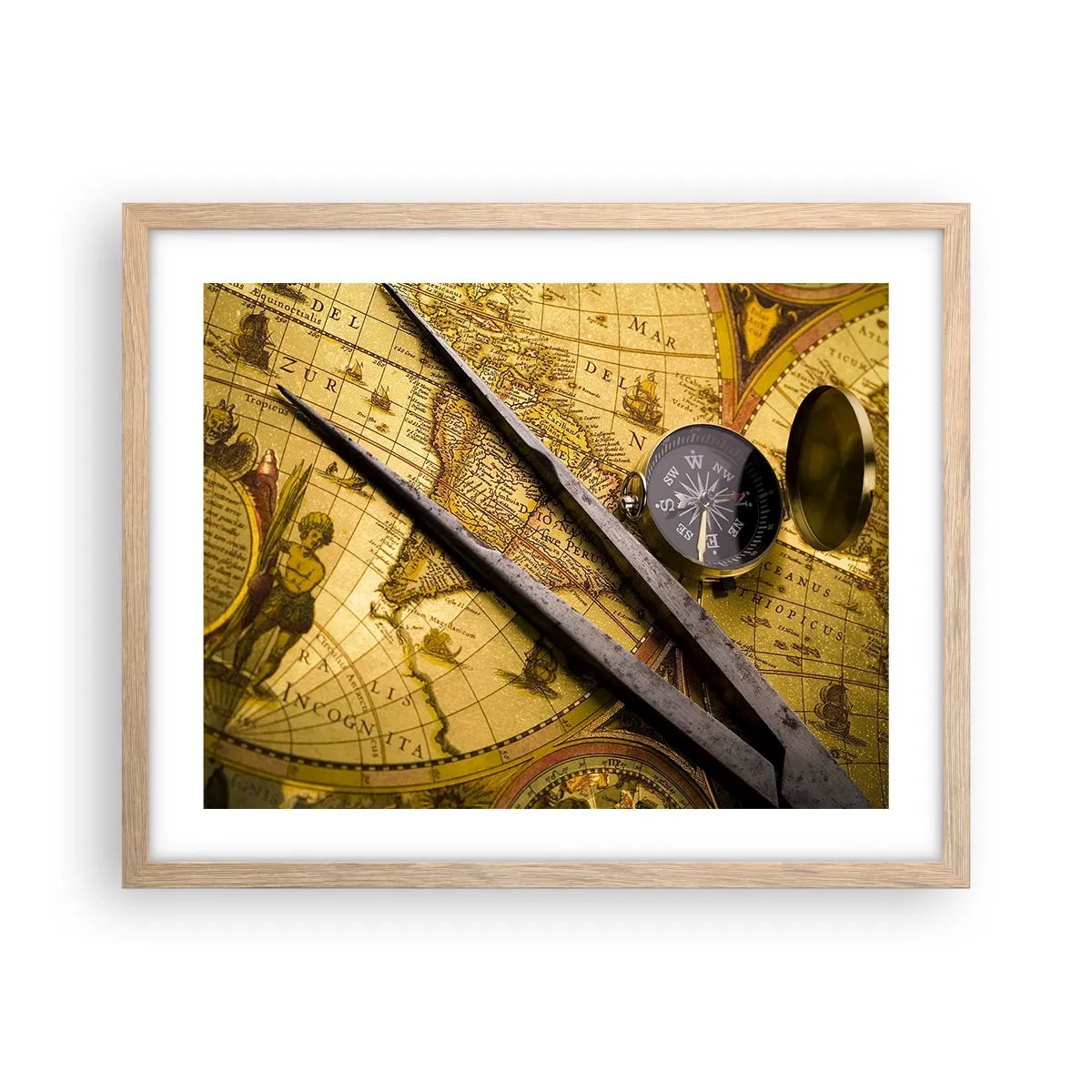 Poszter világos tölgy keretben - Hol vannak ezek a kincsek? - 50x40 cm