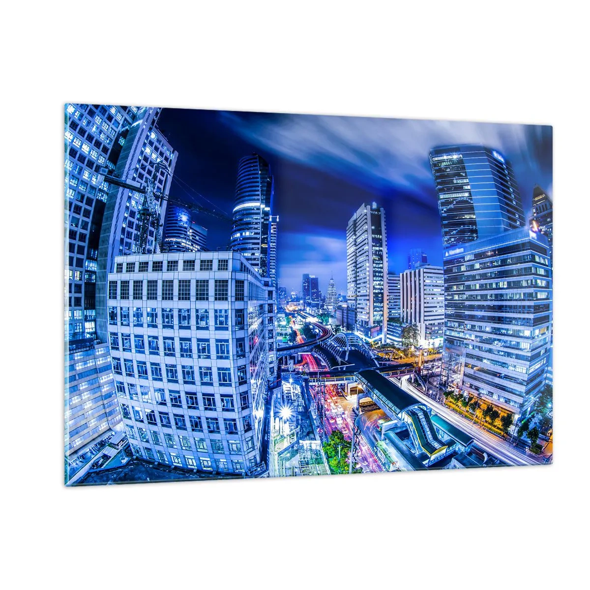 Üveg kép - Az éjszakai város ritmusai - 120x80 cm