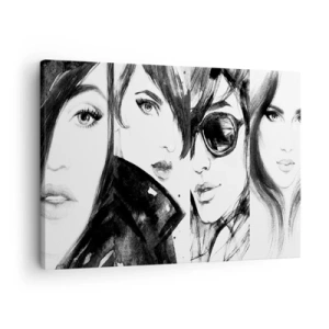 Vászonkép - Stílusos portrék nőkről monokróm tónusokban - 70x50cm - A szépség megsokszorozódott - Modern fali dekoráció nappalihoz és hálószobához ARTTOR