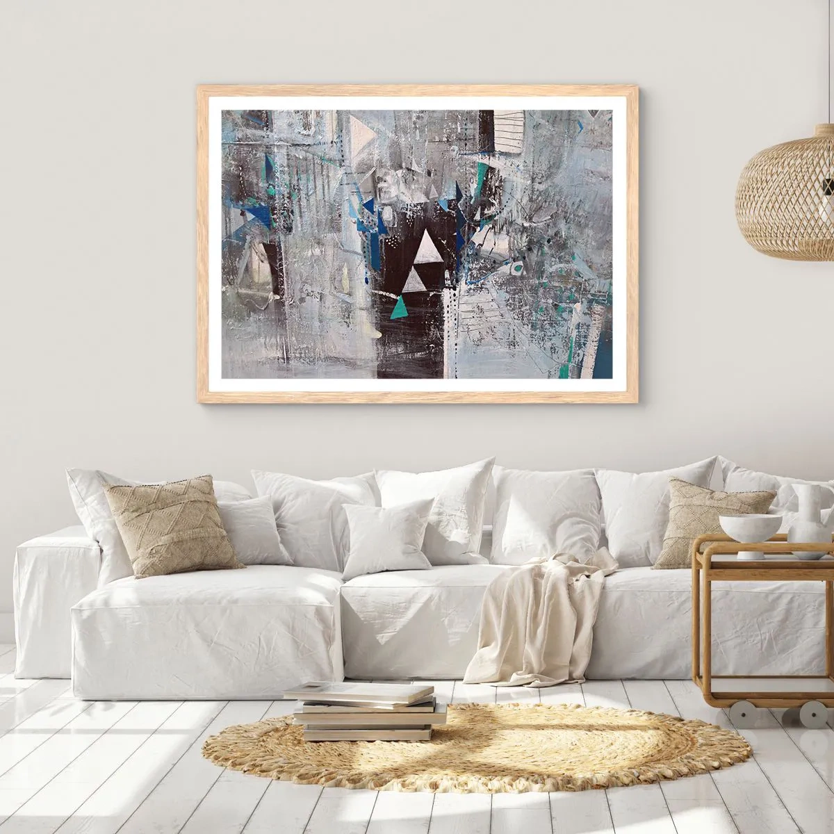 Poszter világos tölgy keretben - A háromszögek felülíró sorrendje - 100x70 cm