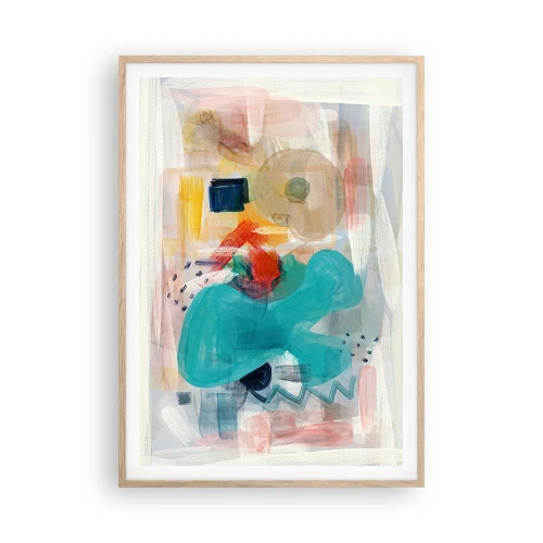 Poszter világos tölgy keretben - Színes játék - 70x100 cm