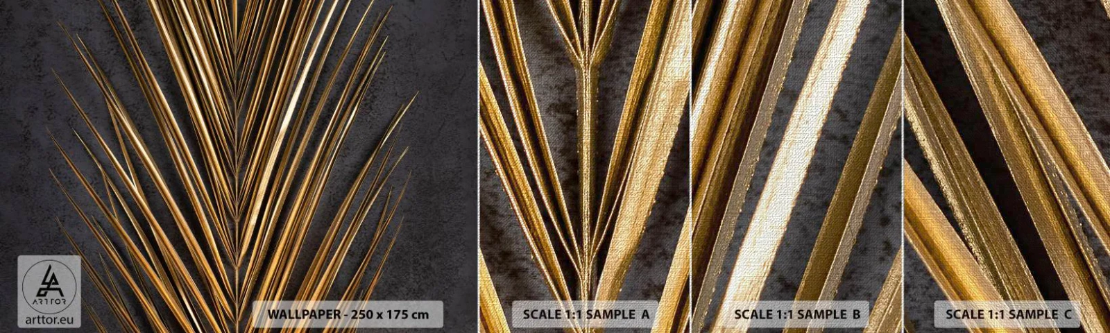 Fotótapéta Minta Premium Canvas - A trópusok aranya - Pálmafa levél, Darab, Absztrakció - 100x30 cm